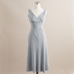 J Crew Silk Tricotine Sophia Dress in Light Pewter